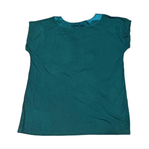 3/$15 NWOT Teal Jewel-tone Satin Tie Drapey Tunic with Jewel Buttons 1X - Picture 5 of 7